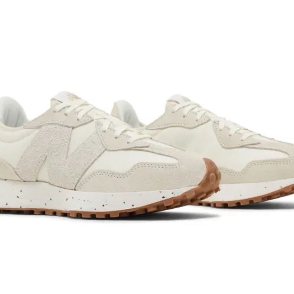 New Balance Off-White and Tan Sneakers